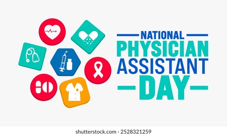 National Physician assistant day background or banner design template is observed every year in October. Holiday concept. Template for card, poster, placard, template. eps 10