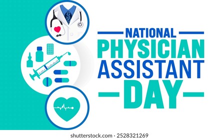 National Physician assistant day background or banner design template is observed every year in October. Holiday concept. Template for card, poster, placard, template. eps 10