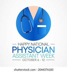 National Physician assistant week is observed every year from October 6 to 12, The role of the PA is to practice medicine under the direction and supervision of a licensed physician. Vector art