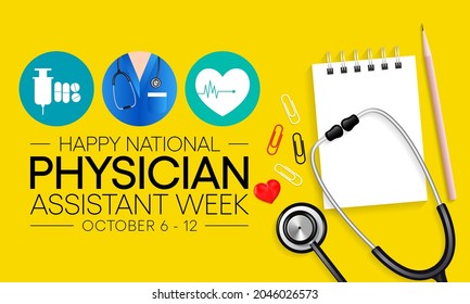 National Physician assistant week is observed every year from October 6 to 12, The role of the PA is to practice medicine under the direction and supervision of a licensed physician. Vector art