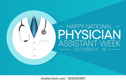 National Physician assistant week is observed every year from October 6 to 12, The role of the PA is to practice medicine under the direction and supervision of a licensed physician. Vector art