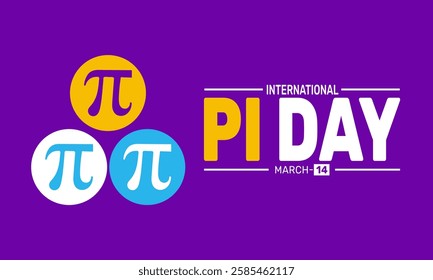 National Pi Day is Celebrated in March 14. This holiday-themed design is perfect for backgrounds, banners, greeting cards, posters with text inscription, Classic social media posts.Vector