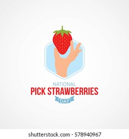 National Pick Strawberries Day Vector Illustration. Suitable for Greeting Card, Poster and Banner. National Pick Strawberries Day offers a fun and rewarding activity for individuals and families alike