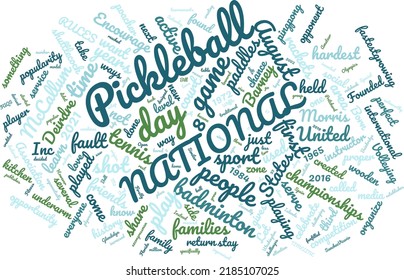 National Pickleball Day 8 August Word Cloud In Vector Art Creative Colourful White Back Ground