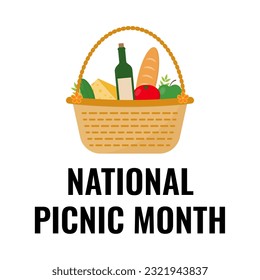 National picnic month. Annual event on July. Vector template for typography poster, banner, flyer, sticker, t-shirt, etc.