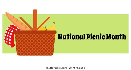 National Picnic Month, Simple horizontal banner on the theme of holidays vector illustration