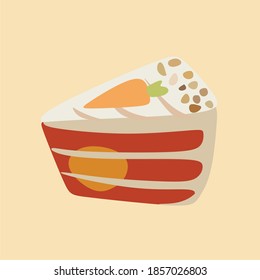 National pie day. Suitable for greeting card, poster and banner.Cheesecake, cake. A piece of carrot cake on a light 
