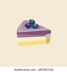 National pie day. Suitable for greeting card, poster and banner. A piece of pie with berries on a light background.