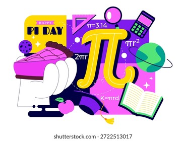 National Pie Day Vector Illustration on January 23 Featuring Delicious Pastry Shells With Various Fillings Flat Style Cartoon Background