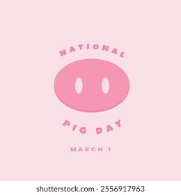 National Pig Day. March 1. Holiday. Template for social media, background, banner, card, poster with text inscription. Vector illustration