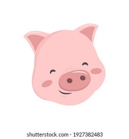 National pig day. Pink pig head icon. Cute funny animal. The symbol of the spring holiday of March. Flat vector graphics