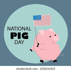 National pig day vector banner. 1st march national USA holiday.