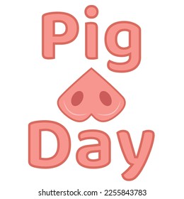 National Pig Day vector card, illustration with cute cartoon style piglet snout pattern background.