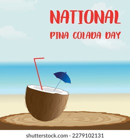 National Pina Colada Day. Design suitable for greeting card poster and banner