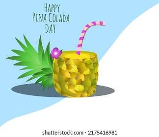 National Pina Colada Day vector. Tropical Pina Colada cocktail icon vector. Drink with pineapple and coconut vector. Fruits fresh cocktail icon. Summer drink vector. Pina Colada Day Poster, July 10