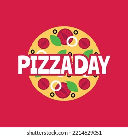 National Pizza Day banner design with red background. Vector illustration