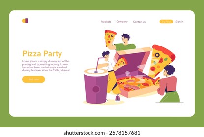 National Pizza Day celebrates the joy of pizza with a lively pizza party scene. Friends and family gather, enjoying delicious slices and colorful drinks. This event highlights fun and togetherness