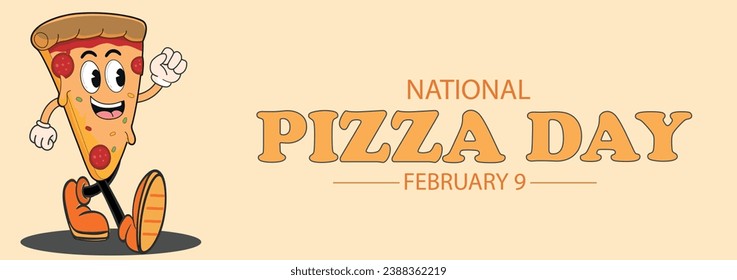 National Pizza Day design template concept.  Retro cartoon fast food posters and cards. Social media templates stories posts. 