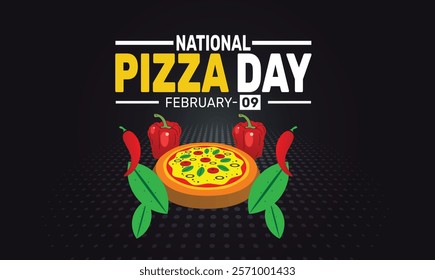 National Pizza Day. February 9 background template. Perfect for banners, cards, posters, and social media . Vector design with text inscription and classic color for a professional look