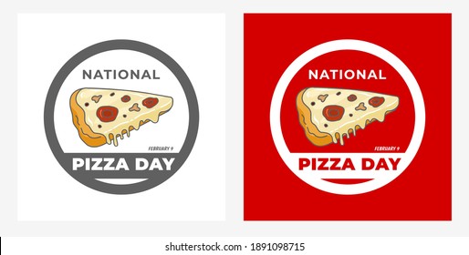 National Pizza day on white and red background, vector illustration