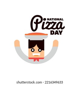 National Pizza Day people illustration with white background. Template for background, banner, card, poster with text inscription