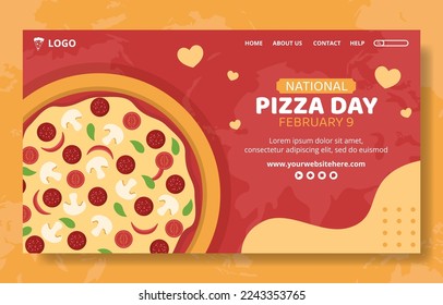 National Pizza Day Social Media Landing Page Cartoon Hand Drawn Templates Illustration