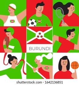 National players for Burundi : Set of national team players with national flag in flat style  : Vector Illustration