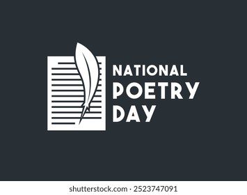 National Poetry Day. Black background. Eps 10.