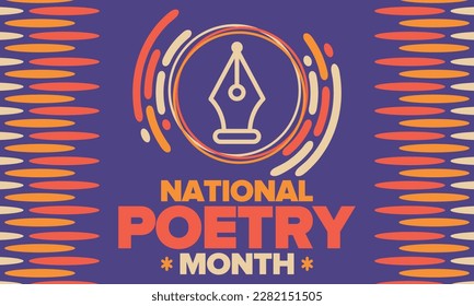 National Poetry Month in April. Poetry Festival in the United States and Canada. Literary events and celebration. Poster, card, banner and background. Vector illustration