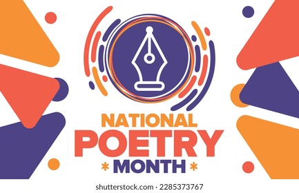 National Poetry Month in April. Poetry Festival in the United States and Canada. Literary events and celebration. Poster, card, banner and background. Vector illustration