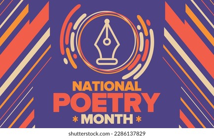 National Poetry Month in April. Poetry Festival in the United States and Canada. Literary events and celebration. Poster, card, banner and background. Vector illustration