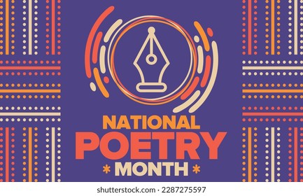 National Poetry Month in April. Poetry Festival in the United States and Canada. Literary events and celebration. Poster, card, banner and background. Vector illustration