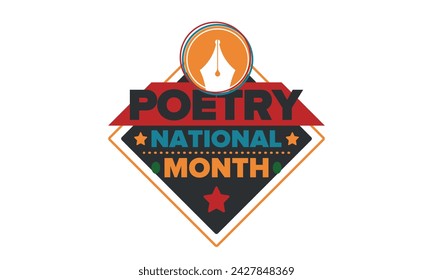 National Poetry Month in April. Poetry Festival in the United States and Canada. Literary events and celebration. Poster, card, banner and background. Vector illustration