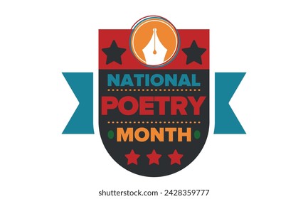 National Poetry Month in April. Poetry Festival in the United States and Canada. Literary events and celebration. Poster, card, banner and background. Vector illustration