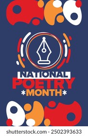 National Poetry Month in April. Poetry Festival in the United States and Canada. Literary events and celebration. Poster, card, banner and background. Vector illustration