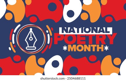National Poetry Month in April. Poetry Festival in the United States and Canada. Literary events and celebration. Poster, card, banner and background. Vector illustration