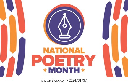 National Poetry Month in April. Poster with handwritten lettering. Poetry Festival in the United States and Canada. Literary events and celebration. Greeting card, invitation, banner or background