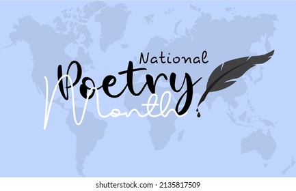 National Poetry Month. Literature Greeting Template For Banner, Card, Poster, Background.