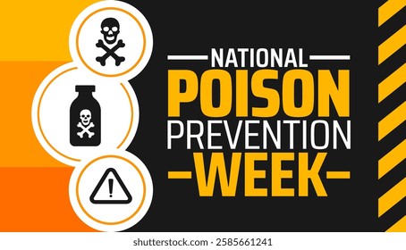 National Poison Prevention Week background banner or poster design template. observed every year in March. Holiday concept. Use to any Template, card, poster, placard, template.