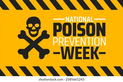 National Poison Prevention Week background banner or poster design template. observed every year in March. Holiday concept. Use to any Template, card, poster, placard, template.