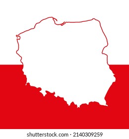 National Poland Flag Contour State Borders Stock Vector (royalty Free 