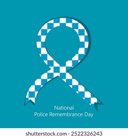 National Police Remembrance Day is celebrated on September 29 each year. Blue and white ribbon vector, illustration.