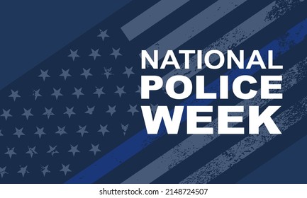 National Police Week background -  flag United States of America with blue line. Poster, card, banner and background