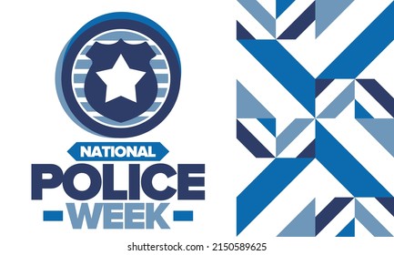 National Police Week. Celebrated annual in May. In honor of the United States police hero. Police badge and star. Officers Memorial Day. American patriotic design. Vector poster, creative illustration
