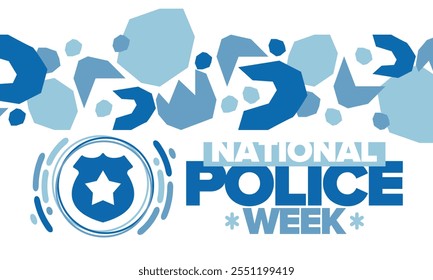 National Police Week. Celebrated annual in May. In honor of the United States police hero. Police badge and star. Officers Memorial Day. American patriotic design. Vector poster, creative illustration