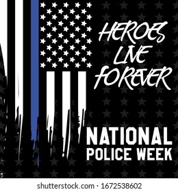 National Police Week. Celebrated in the United States in May. Police Officers Honor and Memorial Day. Social media banner. Poster, card, banner, background design. Vector illustration eps 10.