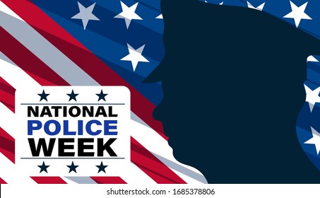 National Police Week. Celebrated in the United States in May. Police Officers Honor and Memorial Day. Poster, card, banner, background design. Vector illustration eps 10.