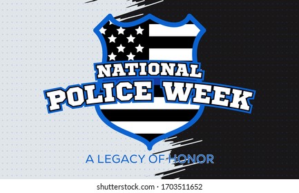 National Police Week. Celebrated in the United States in May. Police Officers Honor and Memorial Day. Poster, card, banner, background design. Vector illustration eps 10.