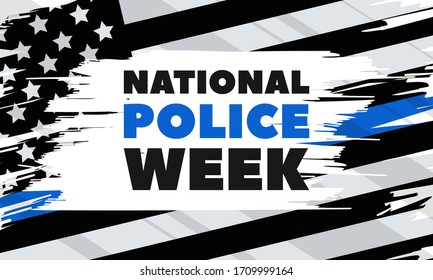 National Police Week. Celebrated in the United States in May. Police Officers Honor and Memorial Day. Poster, card, banner, background design. Vector illustration eps 10.