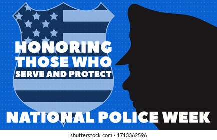 National Police Week. Celebrated in the United States in May. Police Officers Honor and Memorial Day. Poster, card, banner, background design. Vector illustration eps 10.